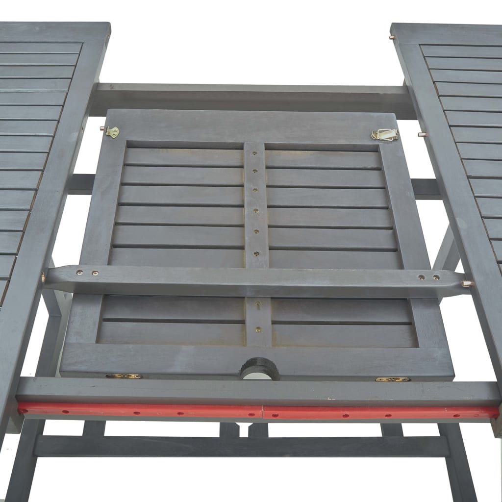 7 pcs conjunto jantar exterior madeira acácia maciça cinzento