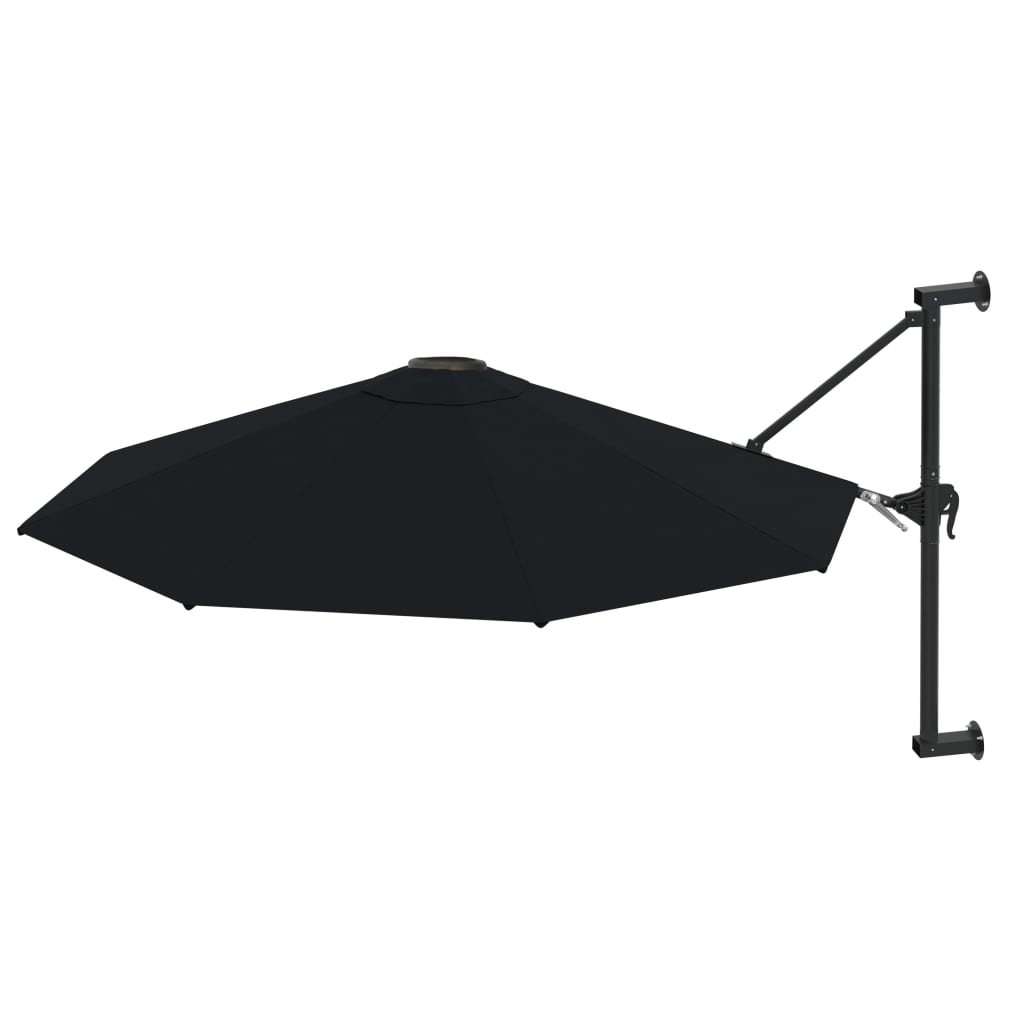 Guarda-sol de montar na parede com mastro metálico 300 cm preto