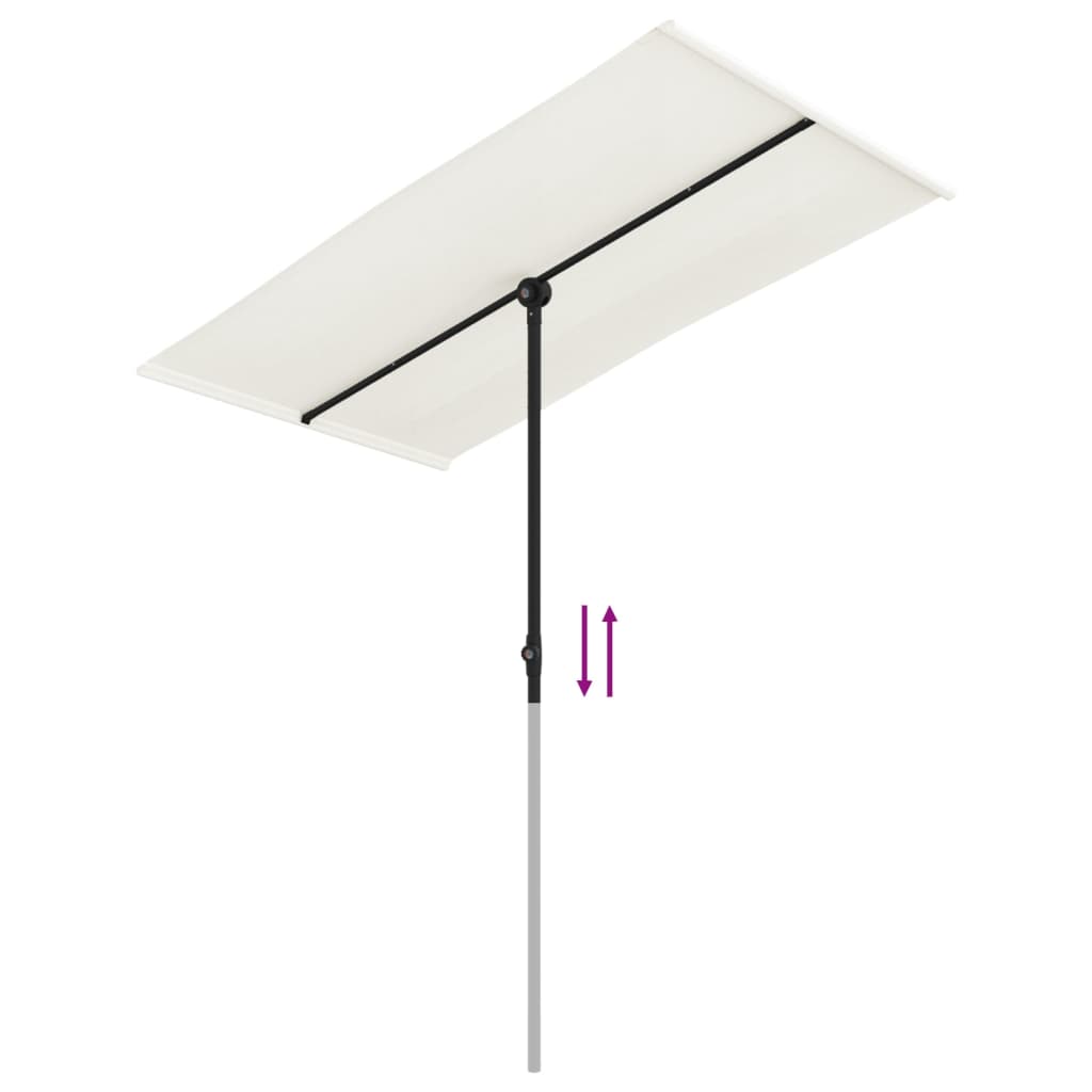 Guarda-sol de jardim c/ poste alumínio 180x110 cm branco areia