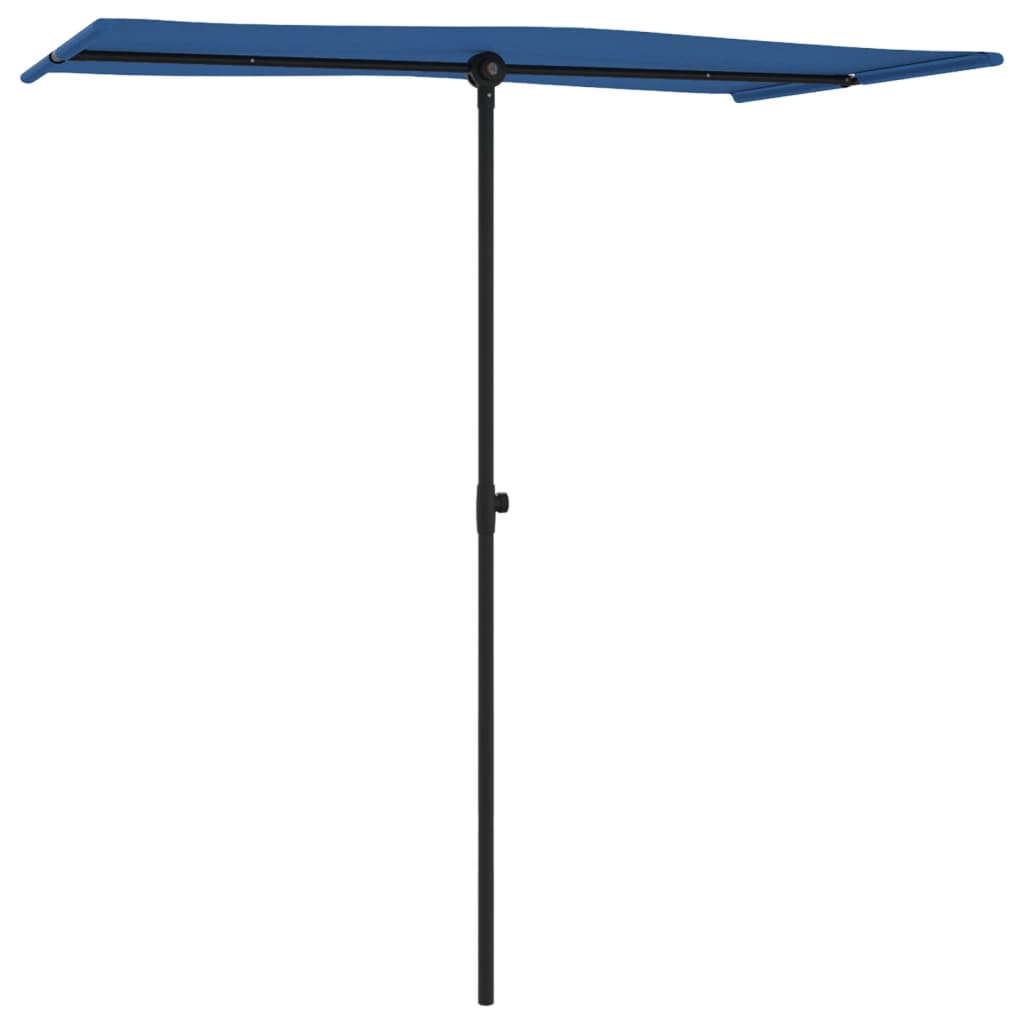 Guarda-sol de jardim com poste alumínio 180x110 cm azul-ciano