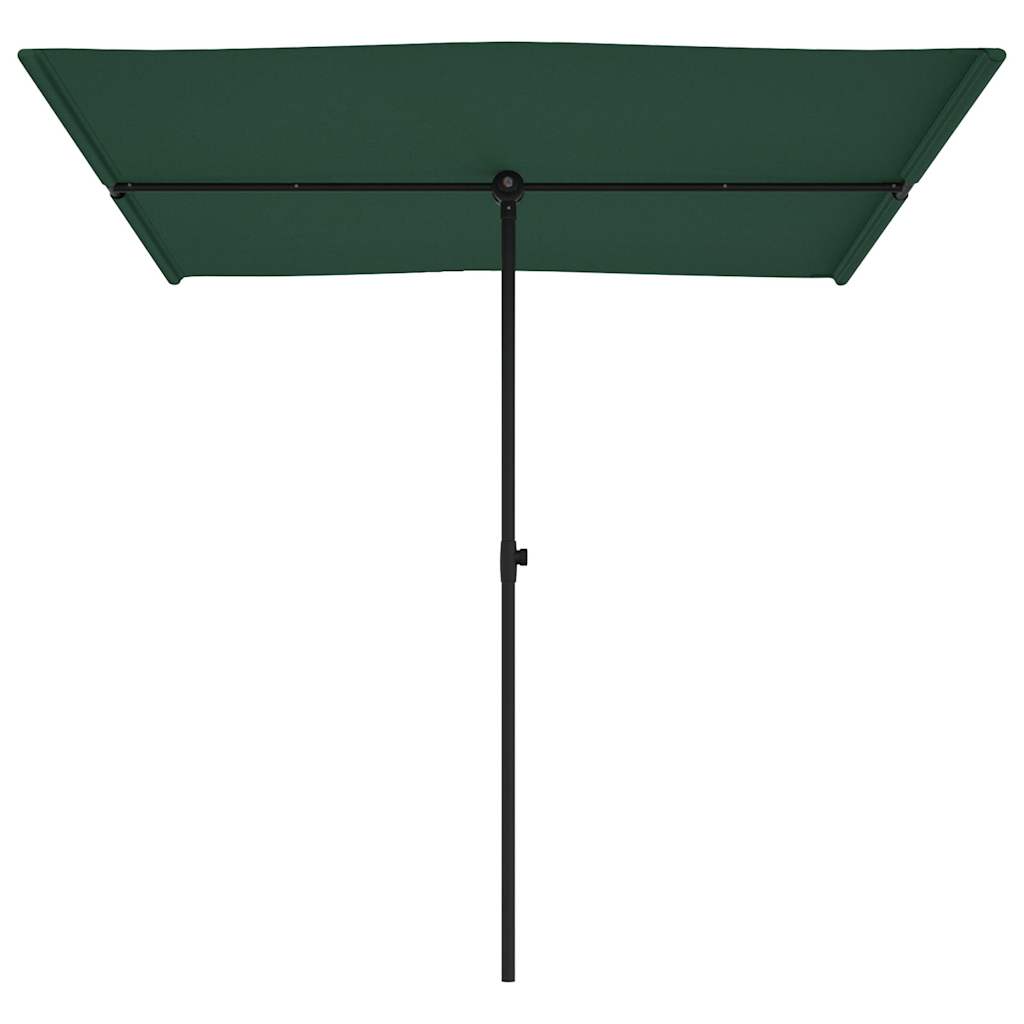 Guarda-sol de jardim com poste de alumínio 2x1,5 m verde