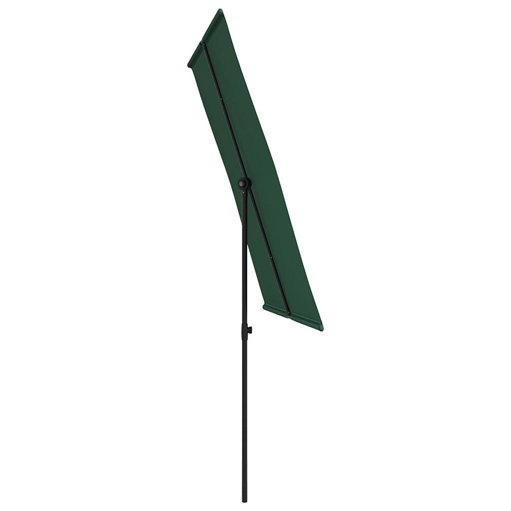 Guarda-sol de jardim com poste de alumínio 2x1,5 m verde