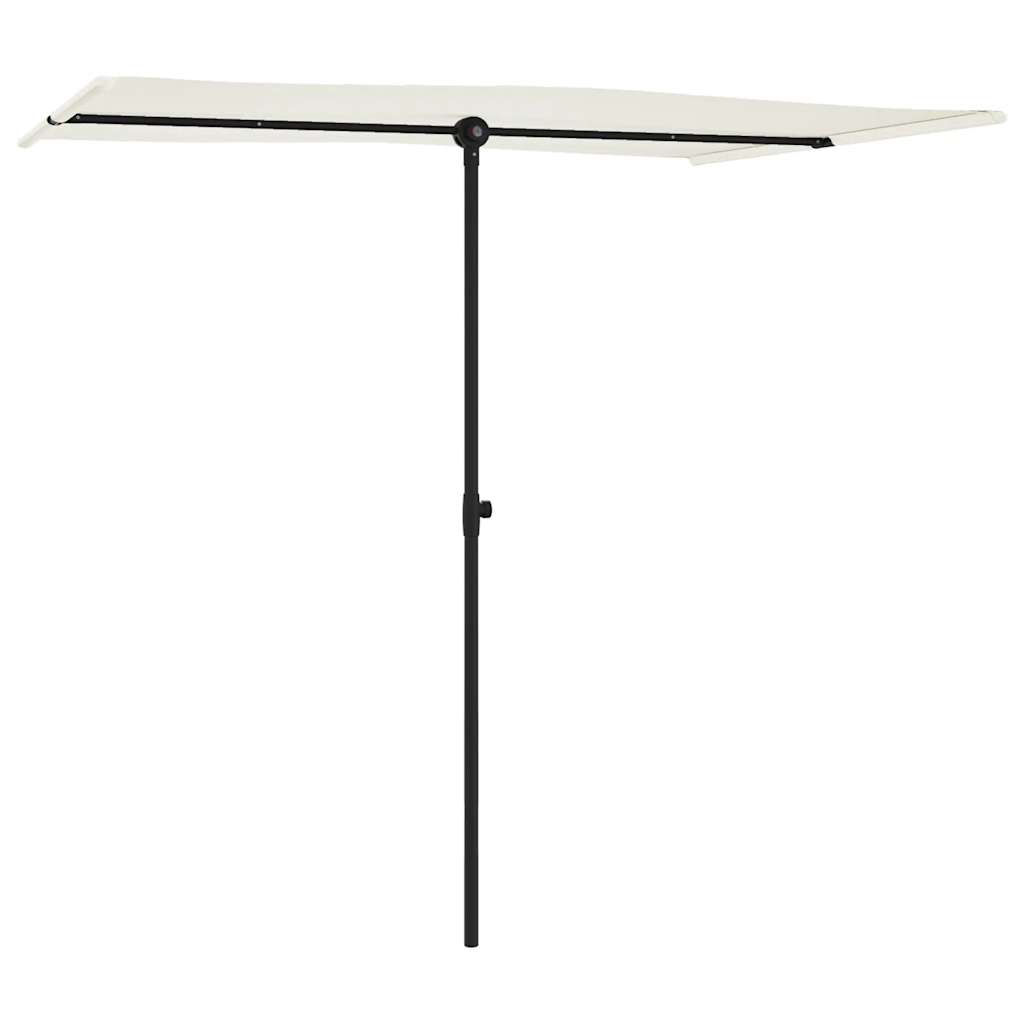 Guarda-sol de jardim c/ poste de alumínio 2x1,5 m branco areia