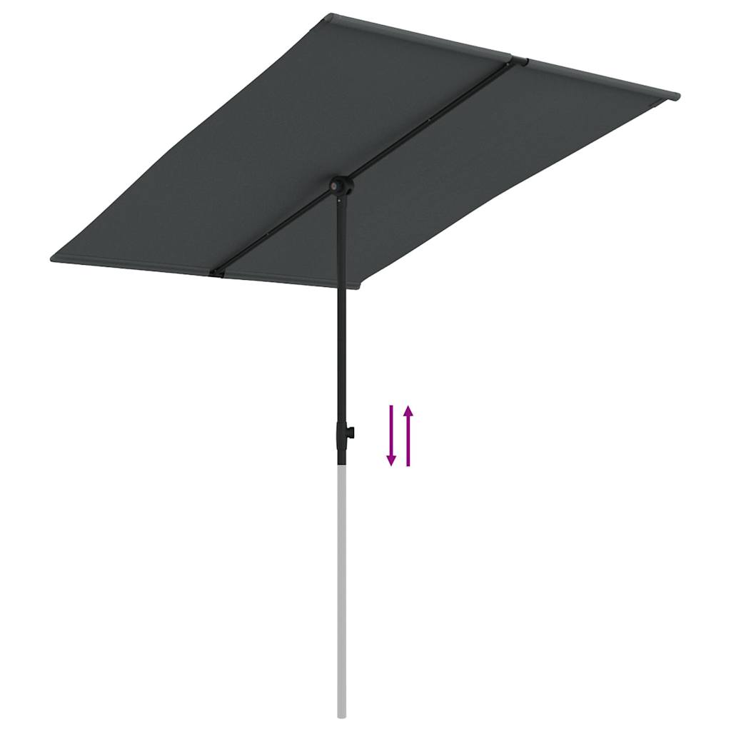 Guarda-sol de jardim com poste de alumínio 2x1,5 m antracite