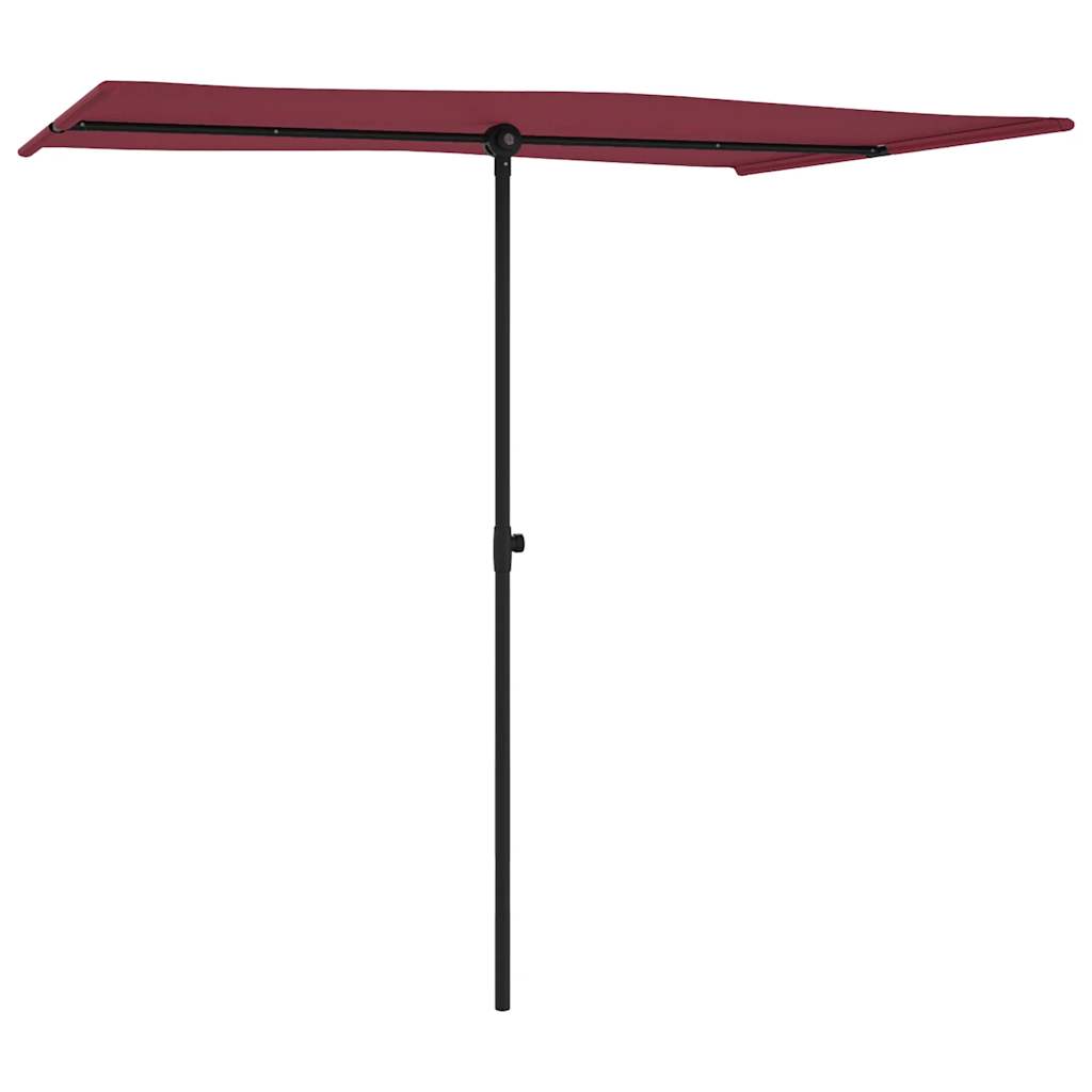 Guarda-sol de jardim com poste de alumínio 2x1,5 m bordô