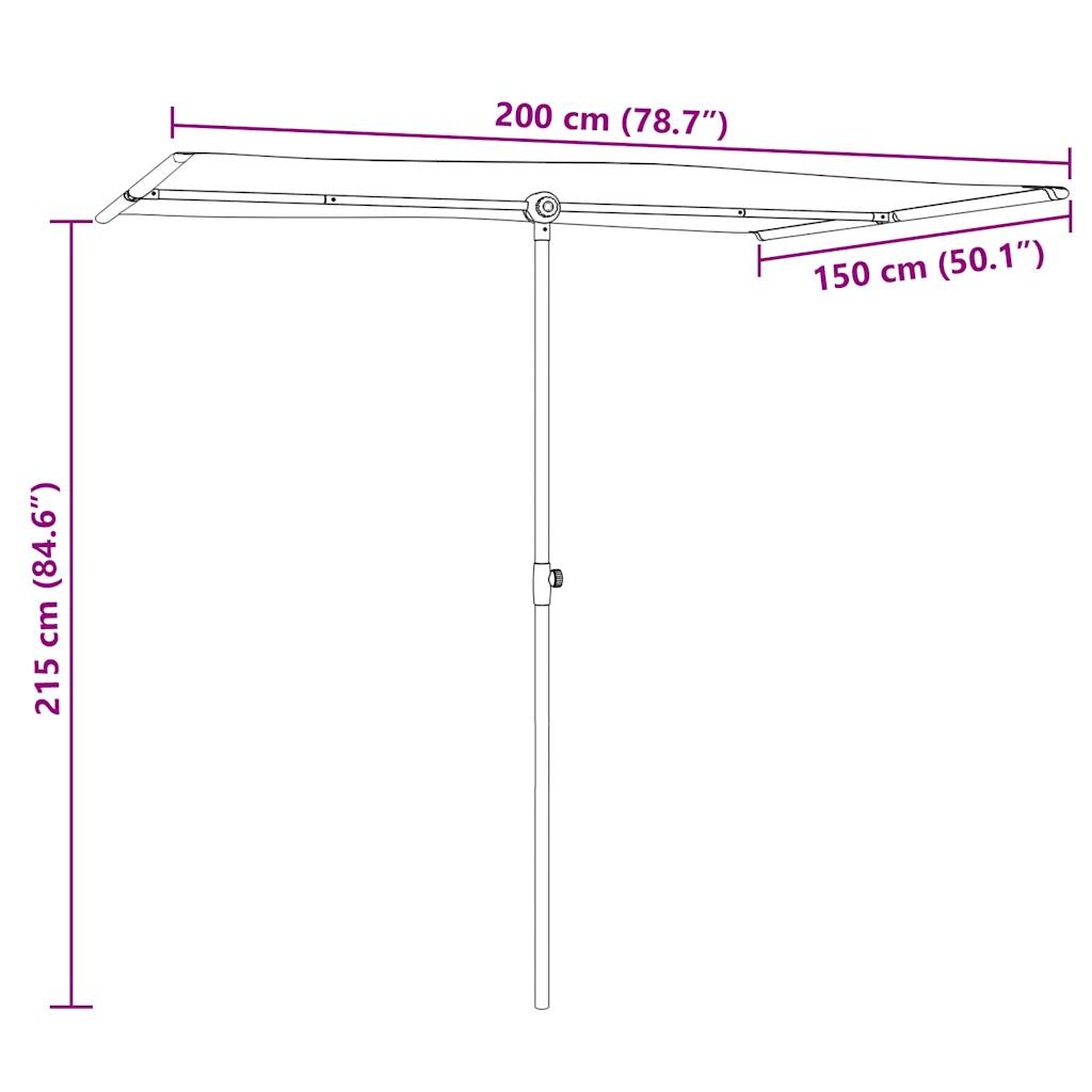 Guarda-sol de jardim com poste de alumínio 2x1,5 m preto