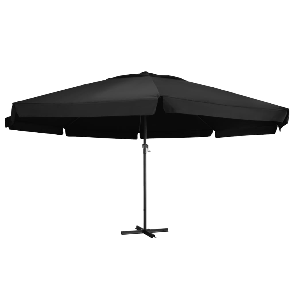 Guarda-sol de jardim com poste de alumínio 500 cm preto