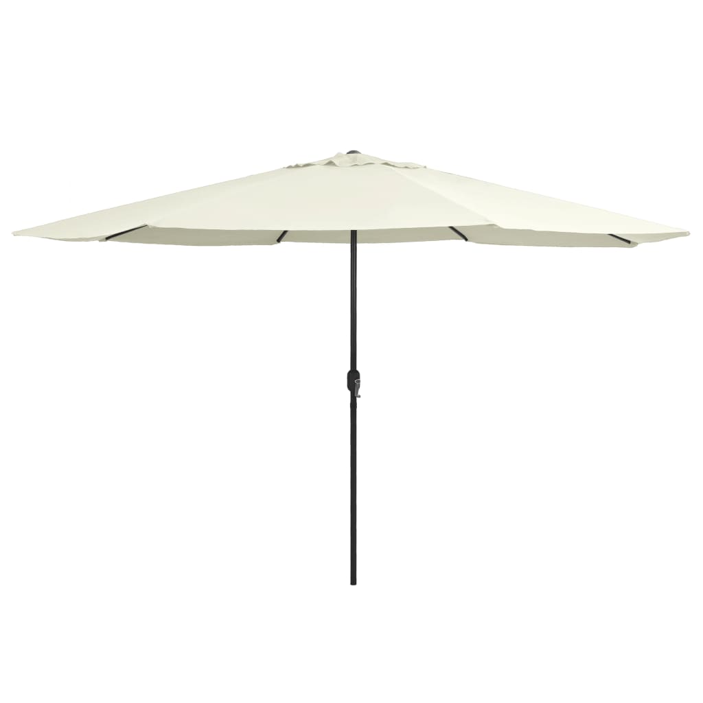 Guarda-sol de jardim com poste de metal 390 cm branco areia