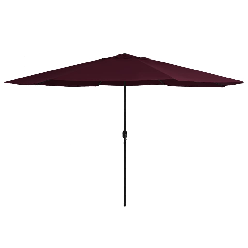 Guarda-sol de jardim com poste de metal 390 cm bordô