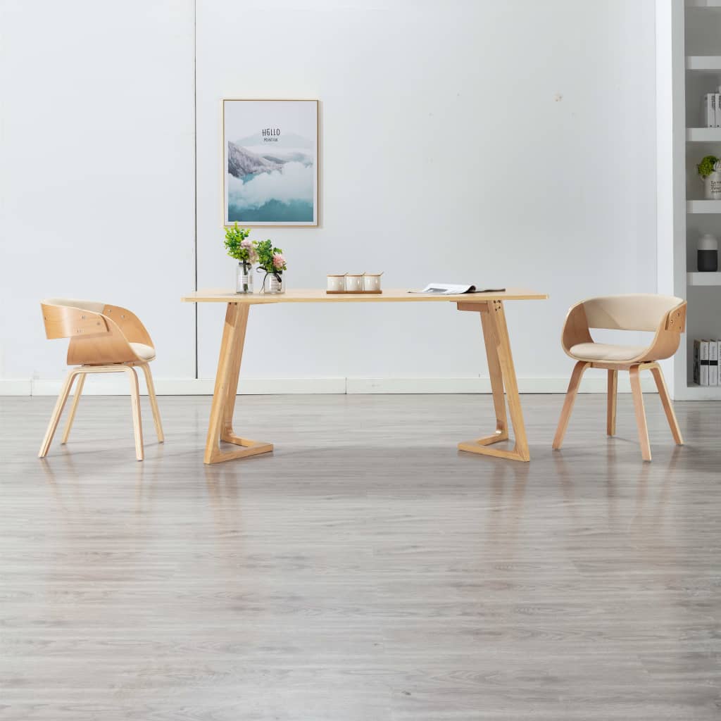 Cadeiras jantar 2 pcs madeira curvada e tecido cinzento