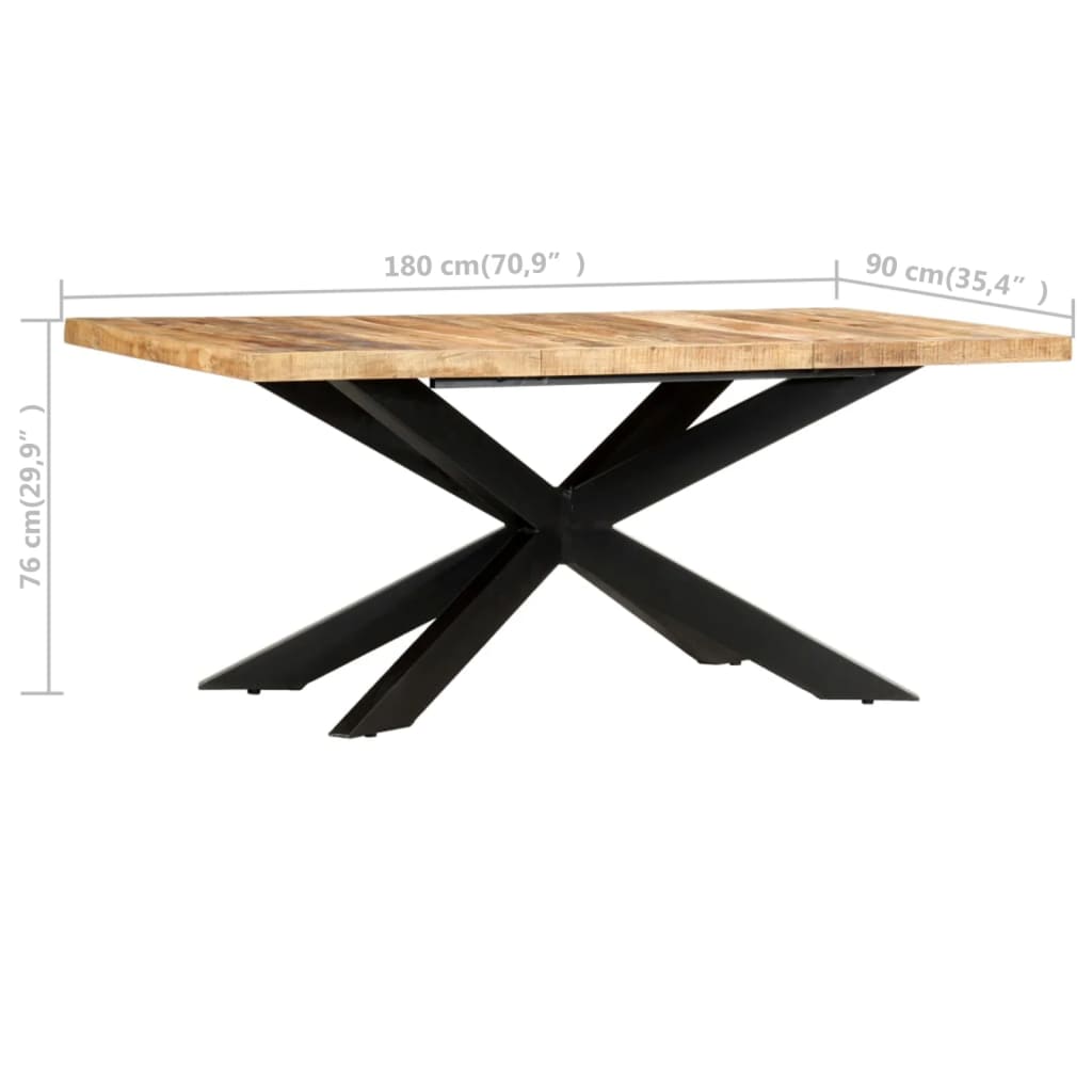 Mesa de jantar 180x90x76 cm madeira de mangueira maciça áspera