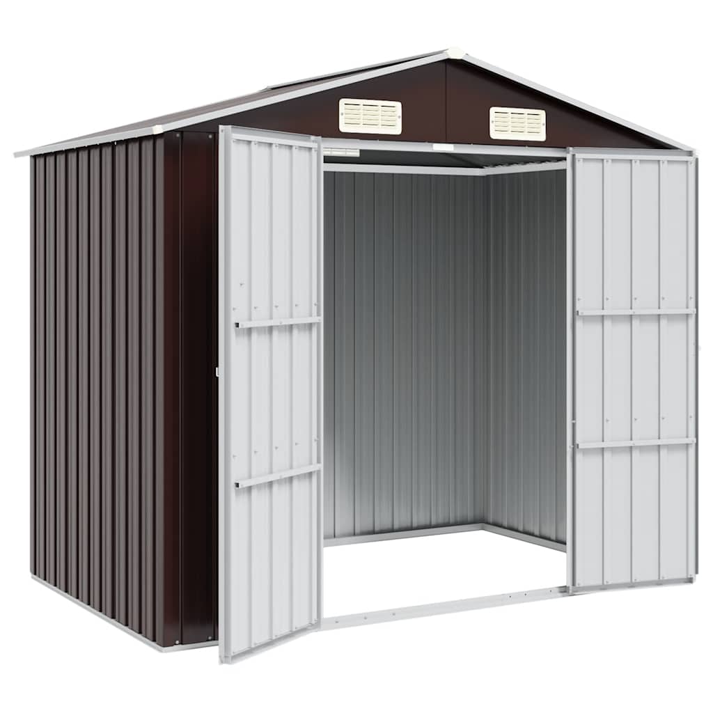 Abrigo de jardim 205x129x183 cm aço galvanizado castanho