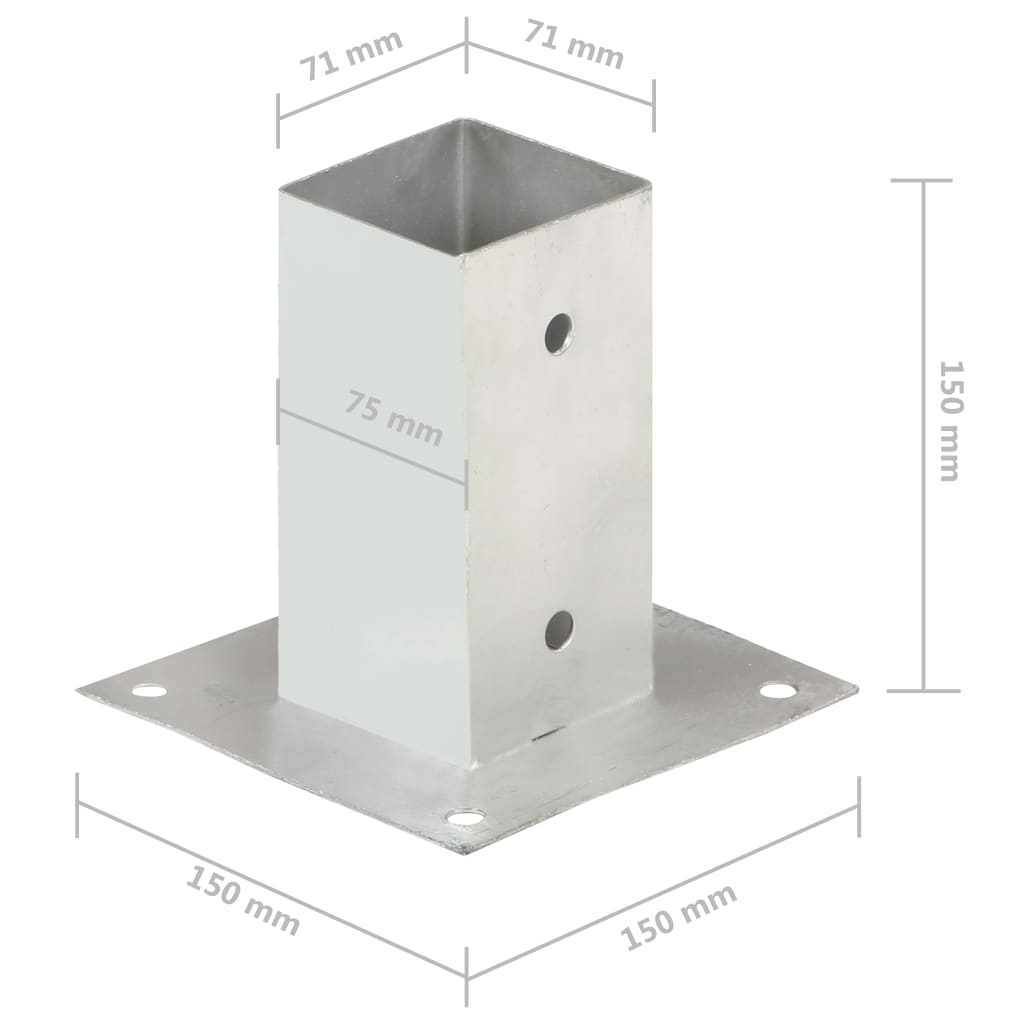 Suportes para postes 4 pcs metal galvanizado 71 mm