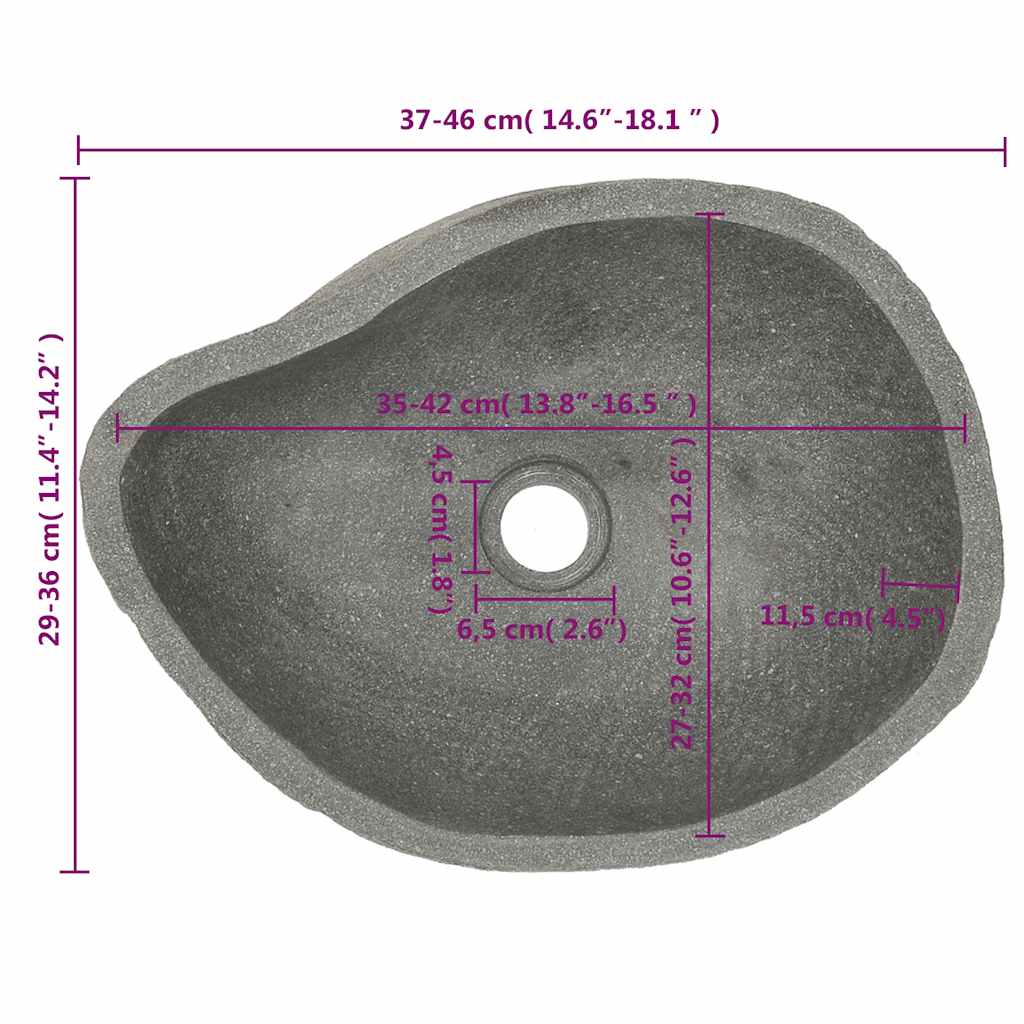 Lavatório de pedra do rio oval (37-46)x(29-36) cm