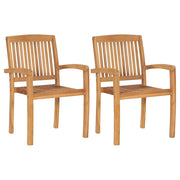 Cadeiras de jantar jardim empiháveis 2 pcs madeira teca maciça