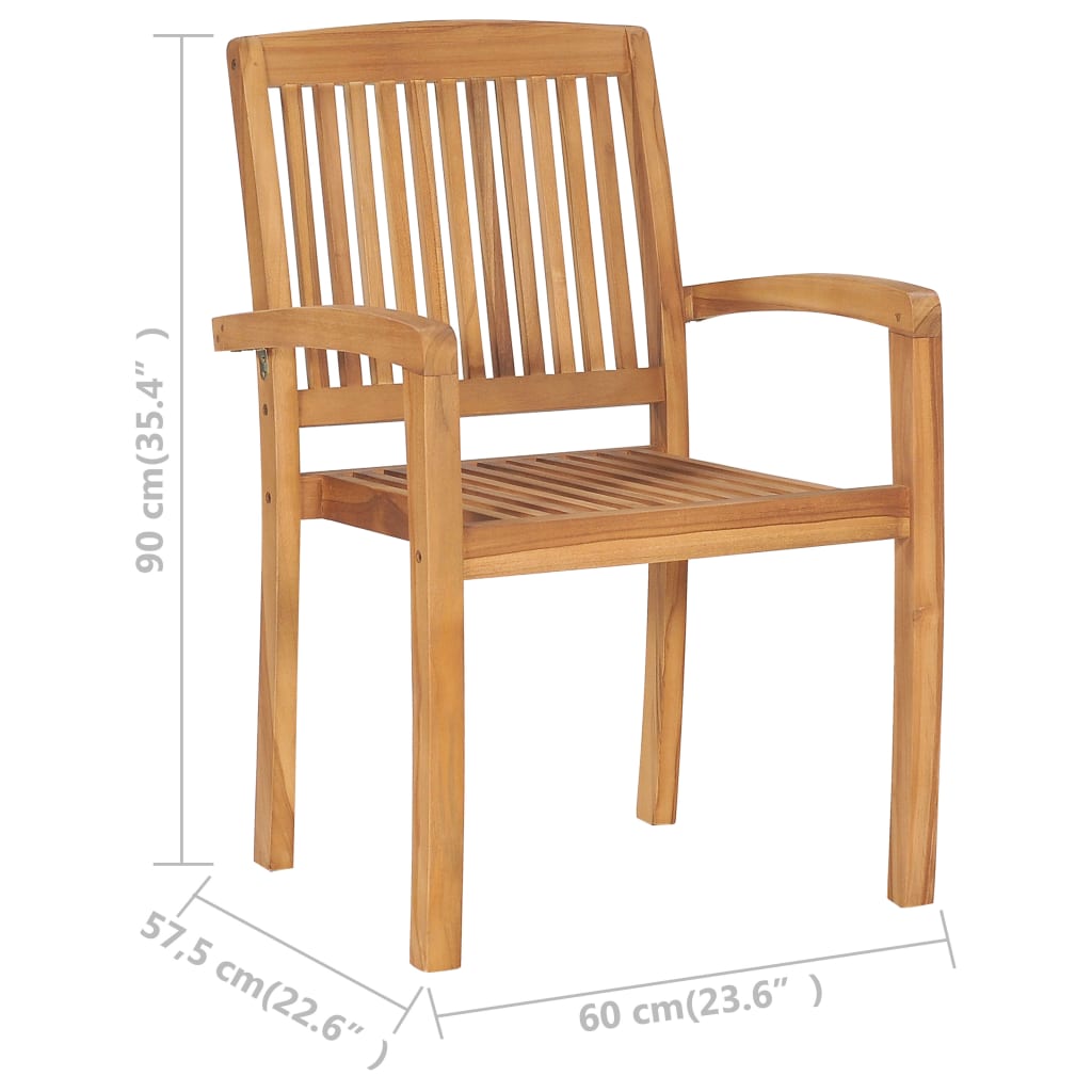 Cadeiras de jantar jardim empiháveis 2 pcs madeira teca maciça