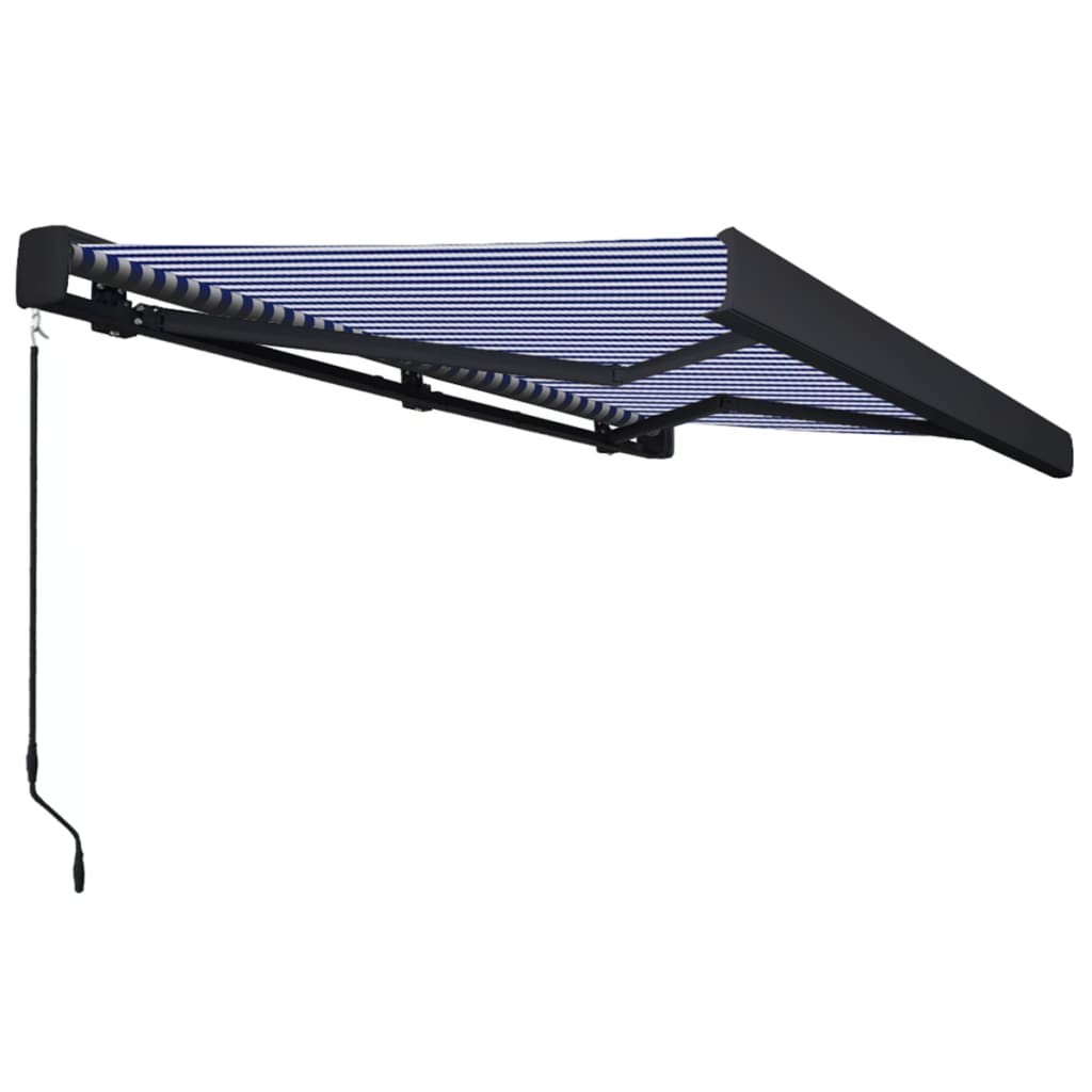 Toldo manual com caixa 350x250 cm azul e branco