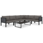 7 pcs conjunto lounge de jardim c/ almofadões vime PE antracite