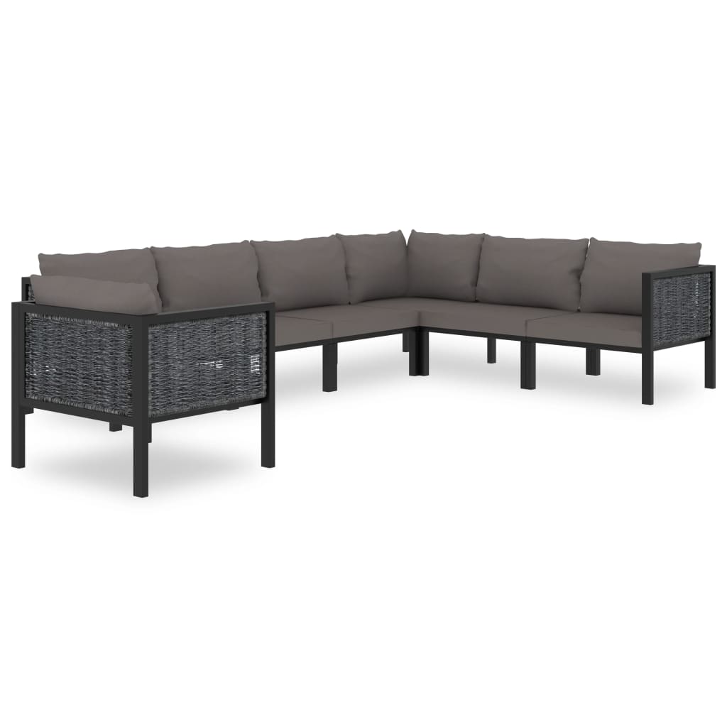 7 pcs conjunto lounge de jardim c/ almofadões vime PE antracite