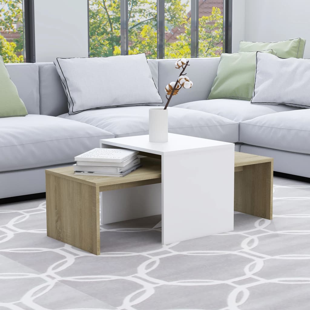 Conjunto mesas centro 100x48x40cm contrapla. branco brilhante