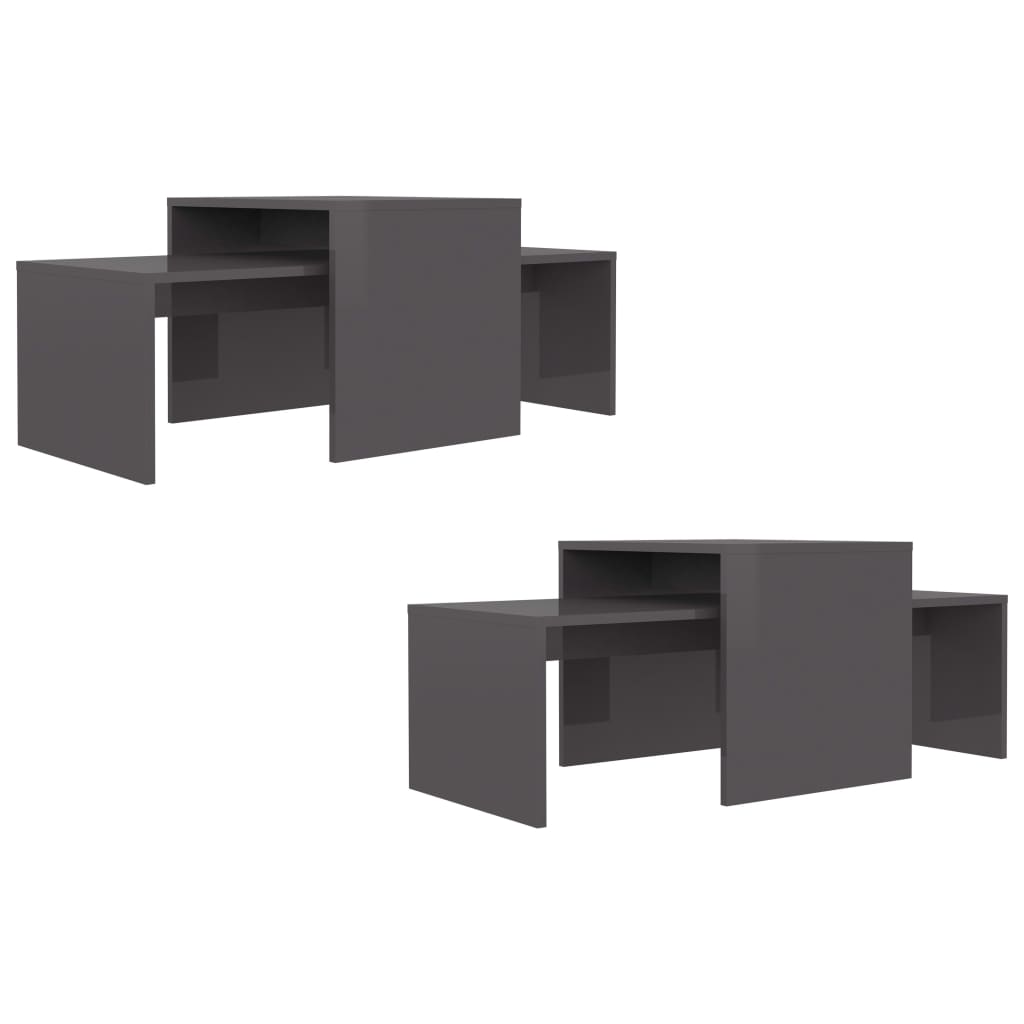 Conjunto mesas centro 100x48x40cm contrapla. branco brilhante