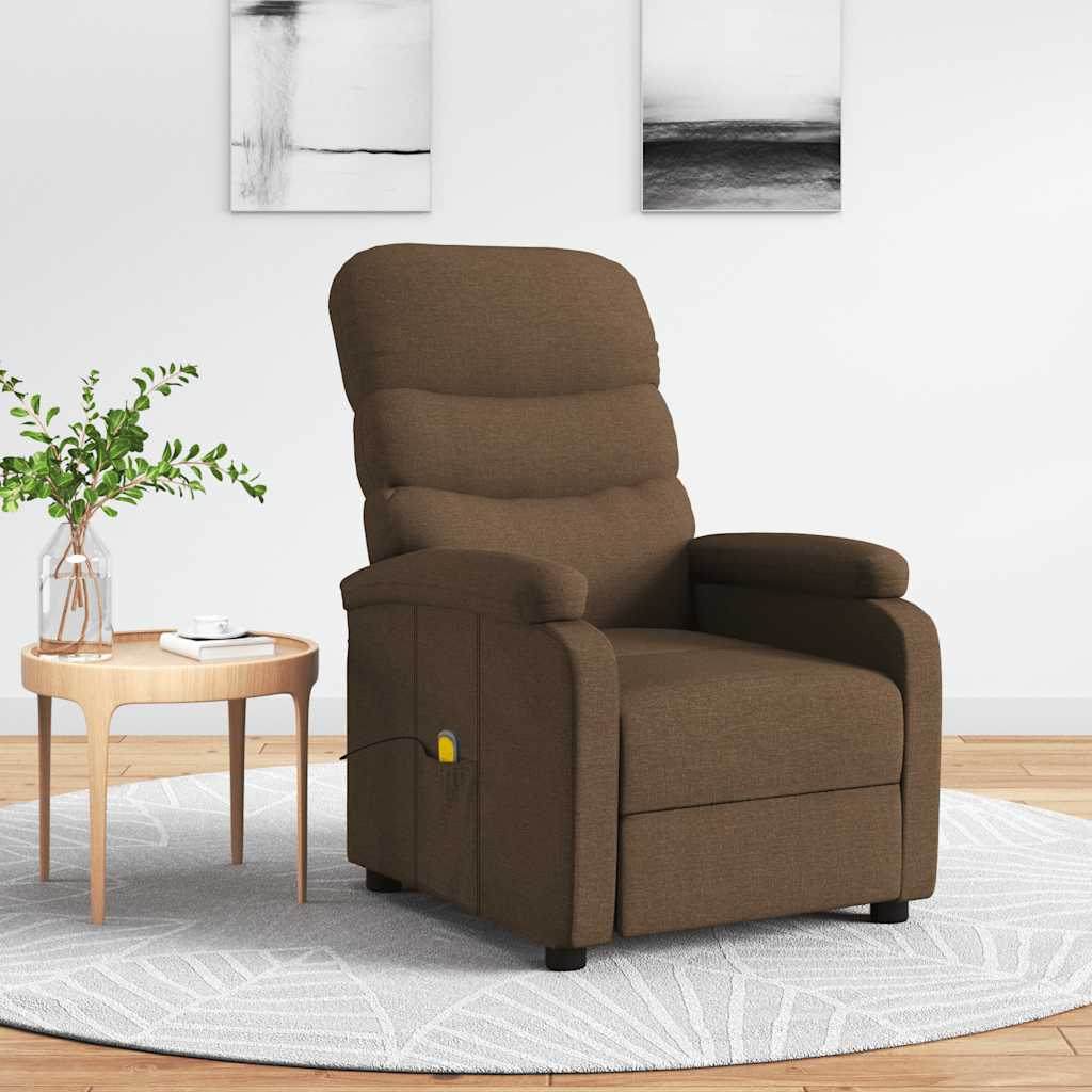Poltrona de massagens reclinável tecido castanho