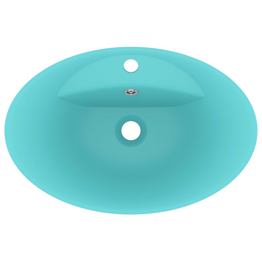 Lavatório luxuoso oval 58,5x39 cm cerâmica verde-claro mate