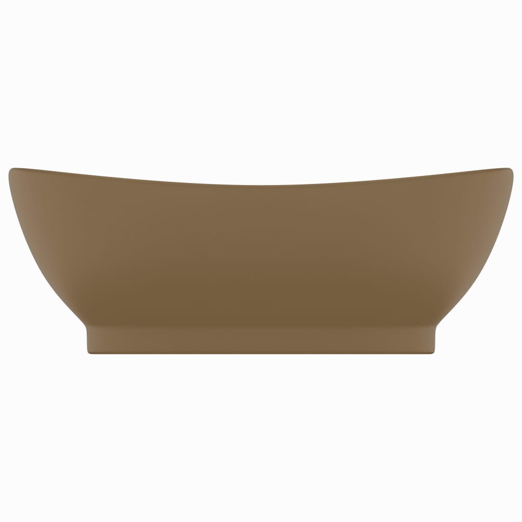 Lavatório luxuoso oval 58,5x39 cm cerâmica creme mate