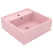 Lavatório luxuoso quadrado 41x41 cm cerâmica rosa mate