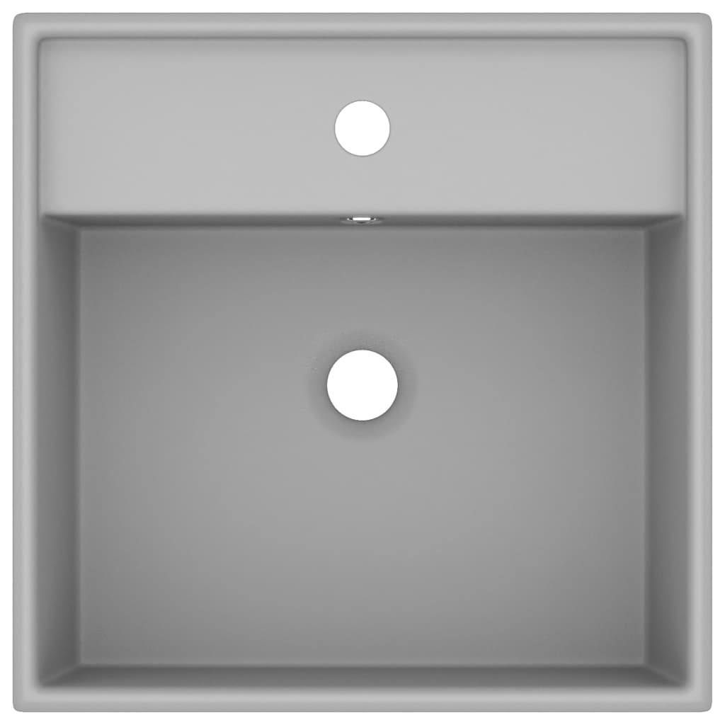 Lavatório luxuoso quadrado 41x41 cm cerâmica cinza-claro mate