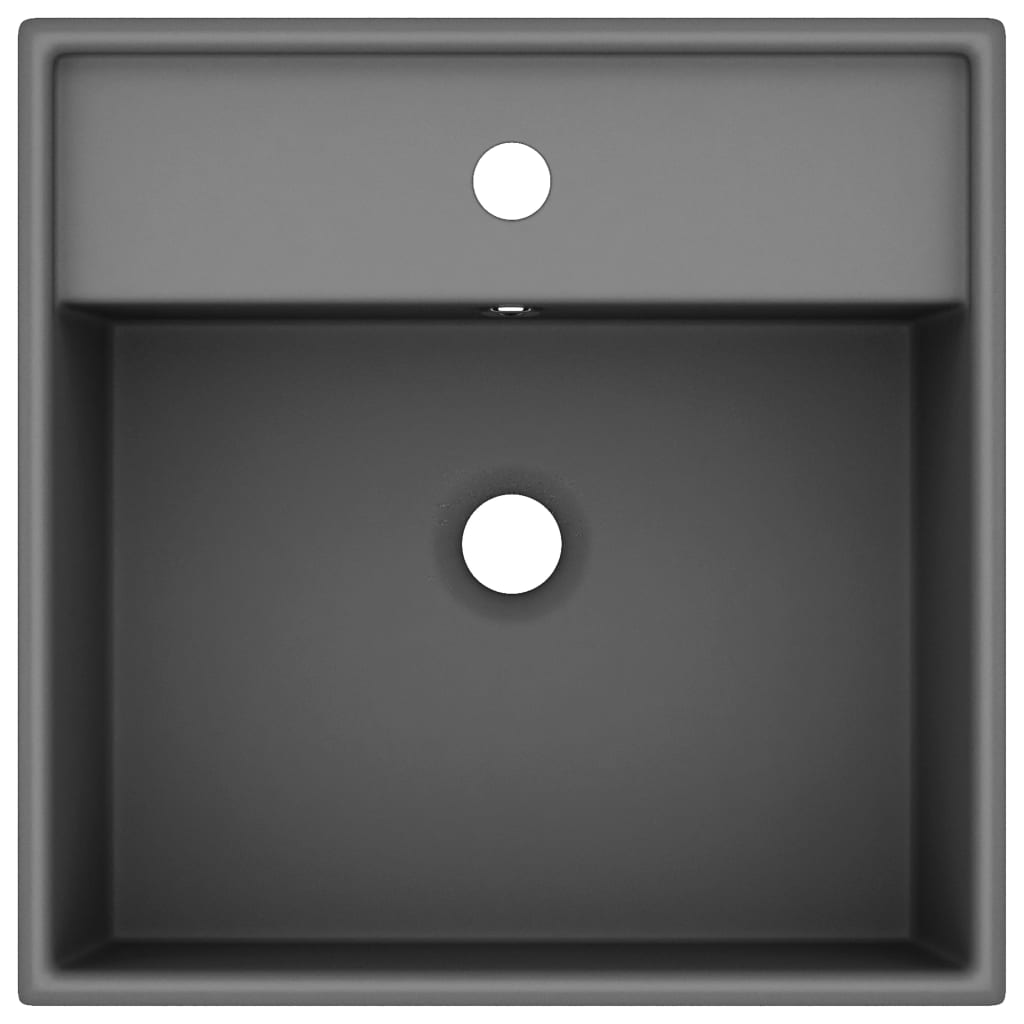 Lavatório luxuoso quadrado 41x41 cm cerâmica cinza-escuro mate