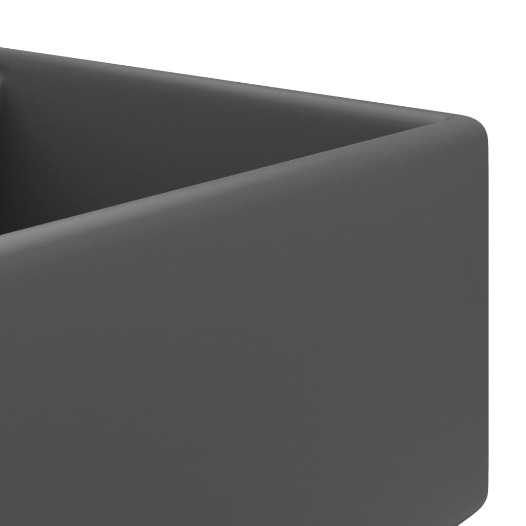 Lavatório luxuoso quadrado 41x41 cm cerâmica cinza-escuro mate