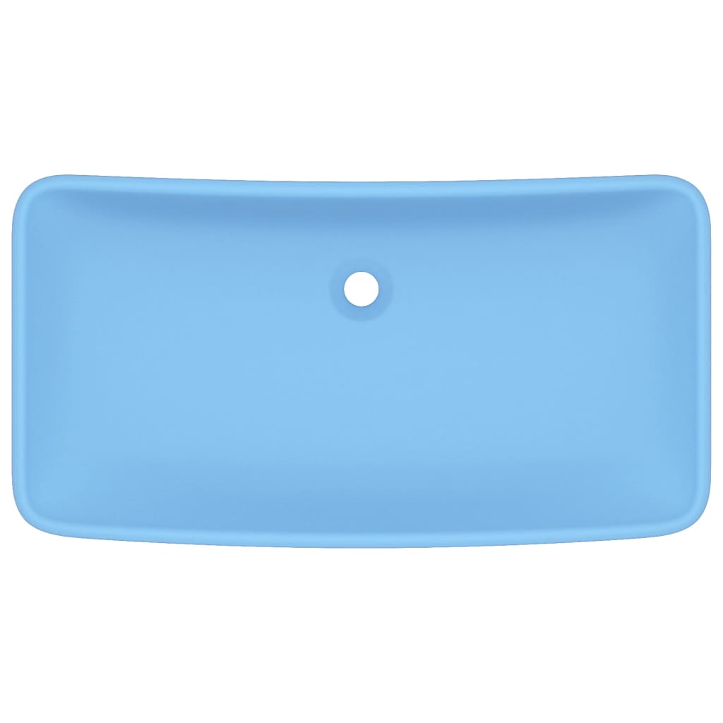 Lavatório luxuoso retangular 71x38 cm cerâmica azul-claro mate