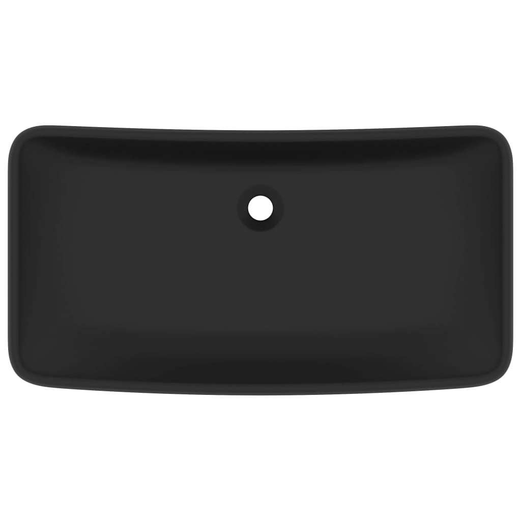Lavatório luxuoso retangular 71x38 cm cerâmica preto mate