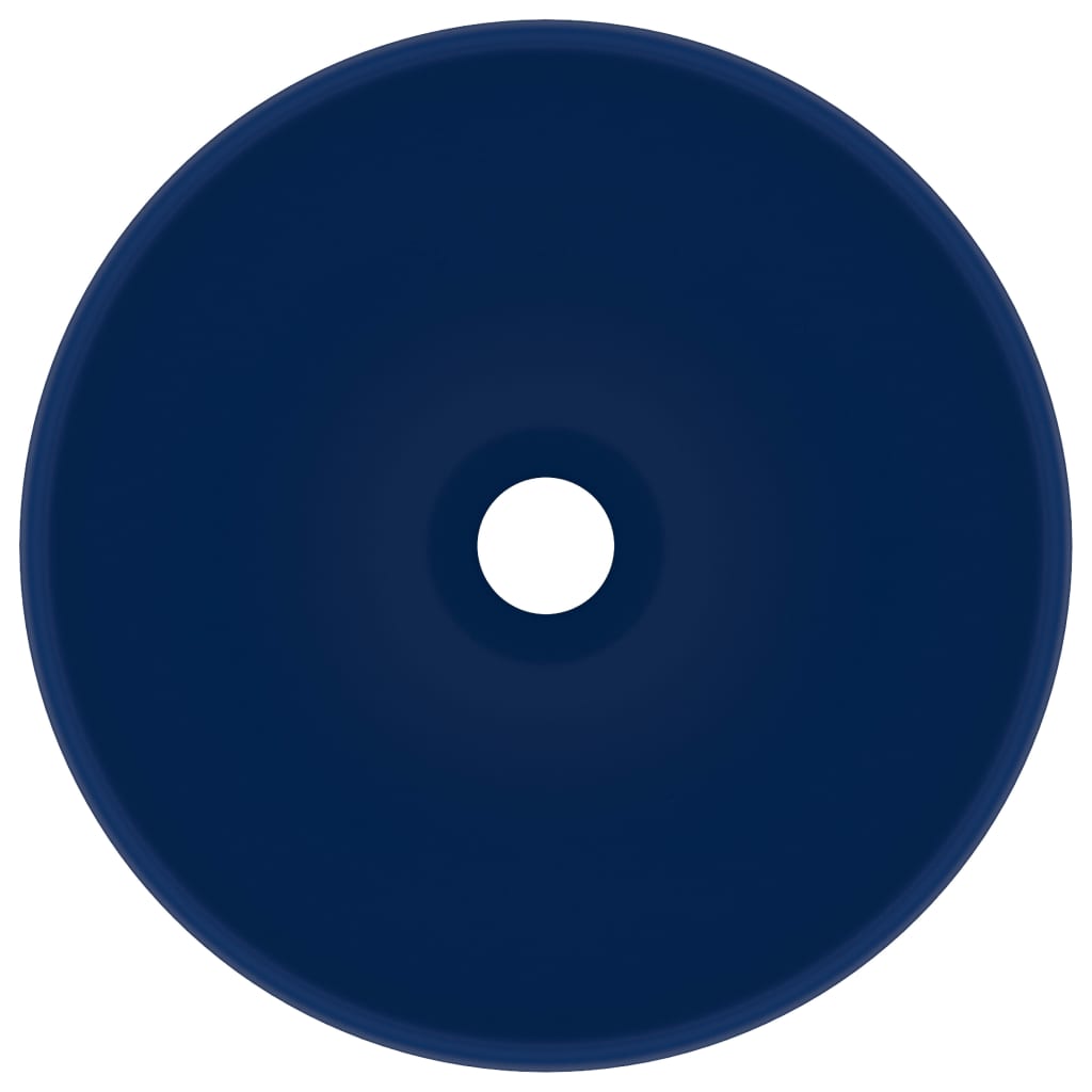 Lavatório WC luxuoso redondo 32,5x14cm cerâmica azul mate