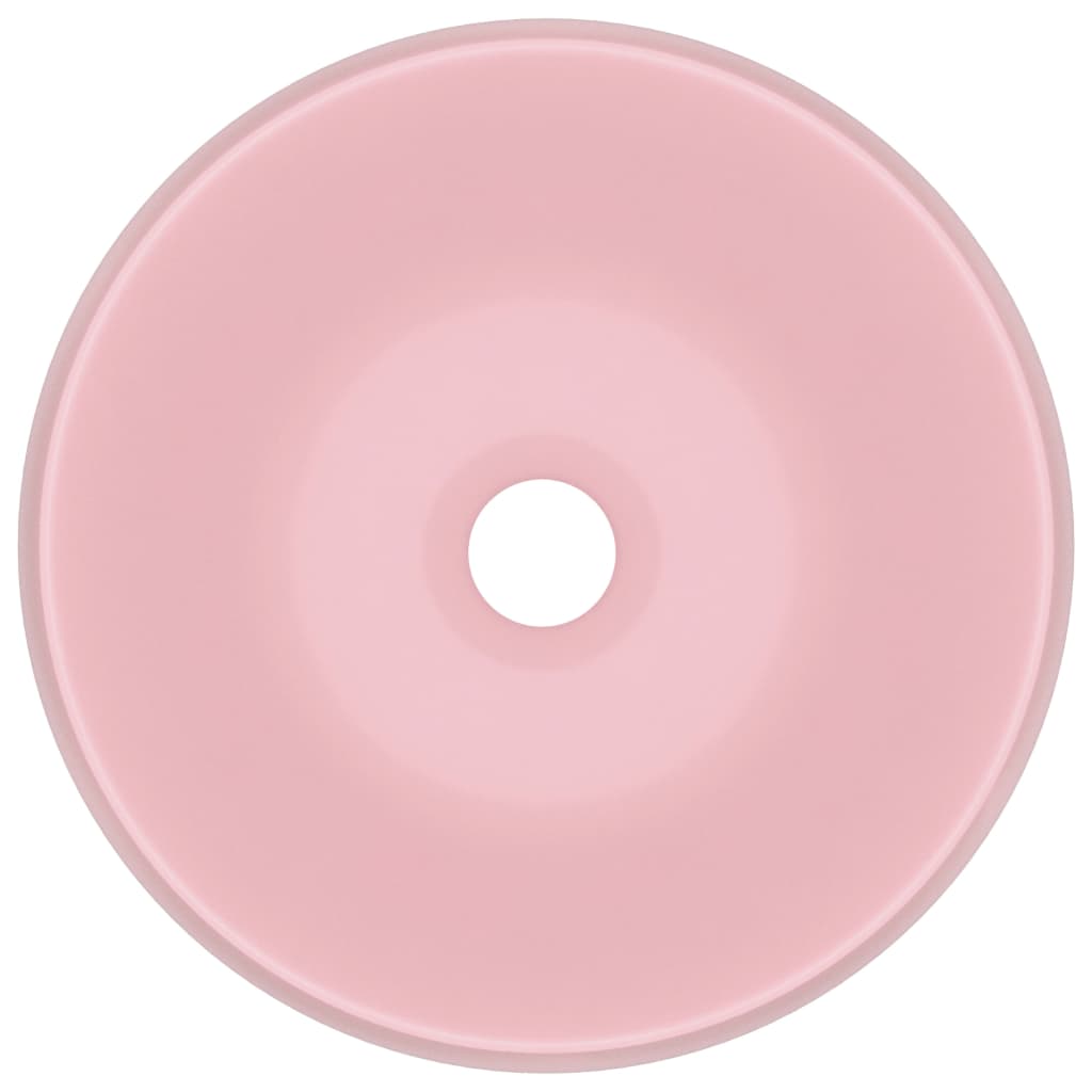 Lavatório luxuoso redondo 40x15 cm cerâmica rosa mate