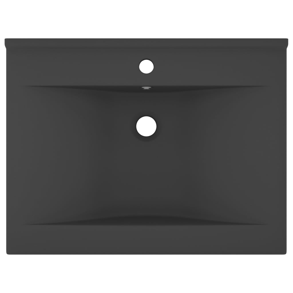 Lavatório orifício torneira 60x46 cm cerâmica cinza-escuro mate