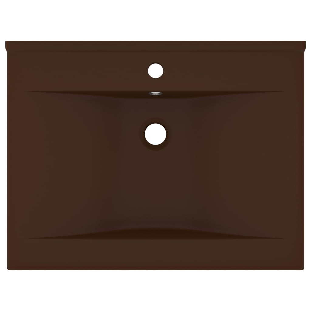 Lavatório orif. torneira 60x46 cm cerâmica castanho-escuro mate