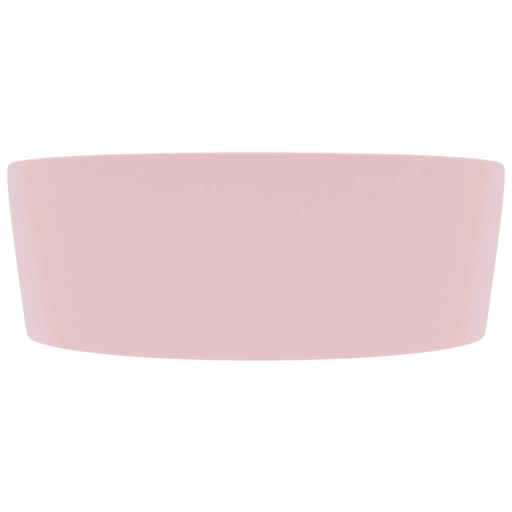Lavatório com extravasamento 36x13 cm cerâmica rosa mate