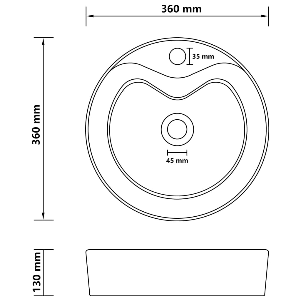 Lavatório com extravasamento 36x13 cm cerâmica cinza-claro mate