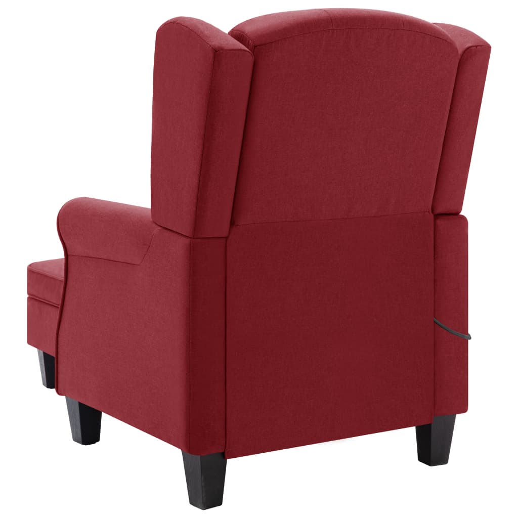 Poltrona de massagens com apoio de pés tecido vermelho tinto