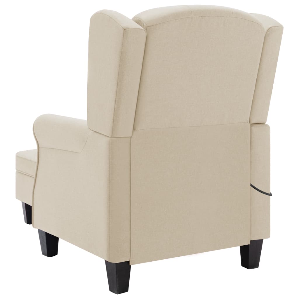 Poltrona de massagens com apoio de pés tecido cor creme