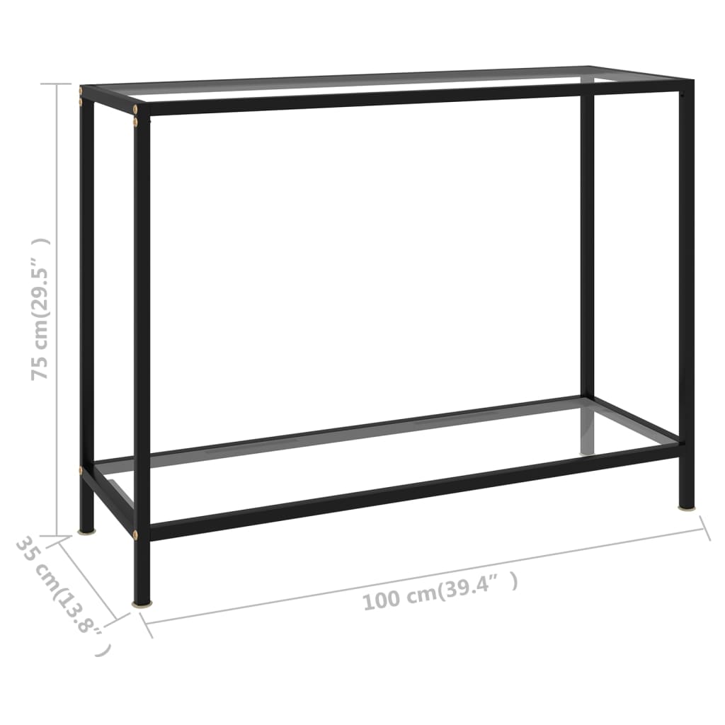 Mesa consola 100x35x75 cm vidro temperado transparente