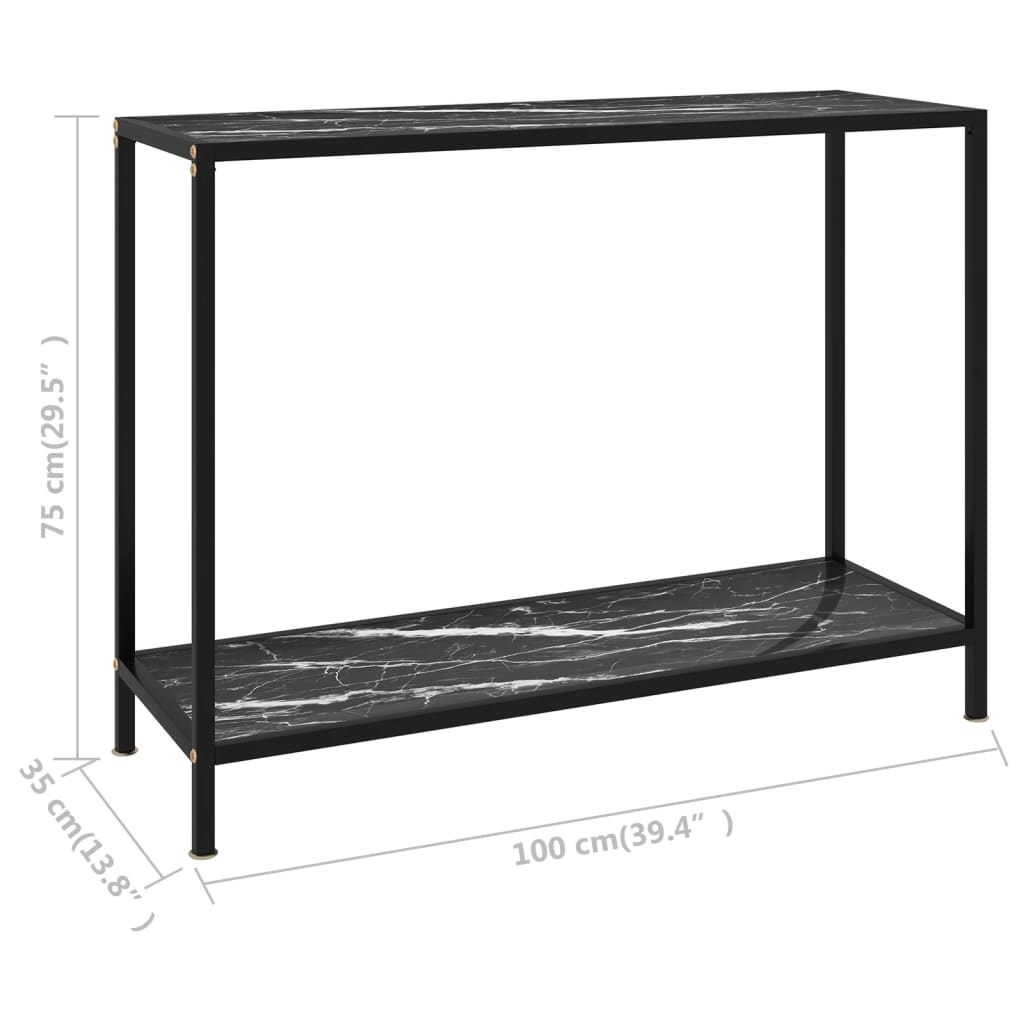 Mesa consola 100x35x75 cm vidro temperado preto