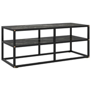 Móvel de TV 100x40x40 cm vidro mármore preto