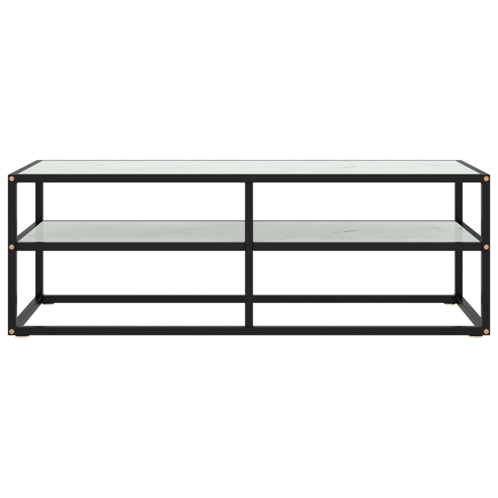 Móvel de TV 120x40x40 cm vidro mármore branco