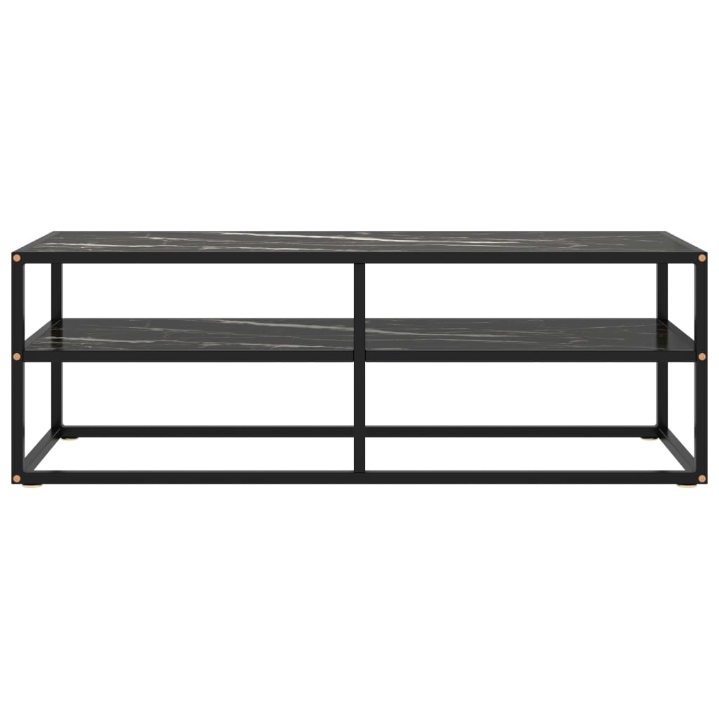 Móvel de TV 120x40x40 cm vidro mármore preto