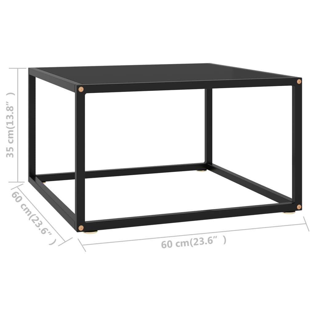 Mesa de centro 60x60x35 cm vidro preto