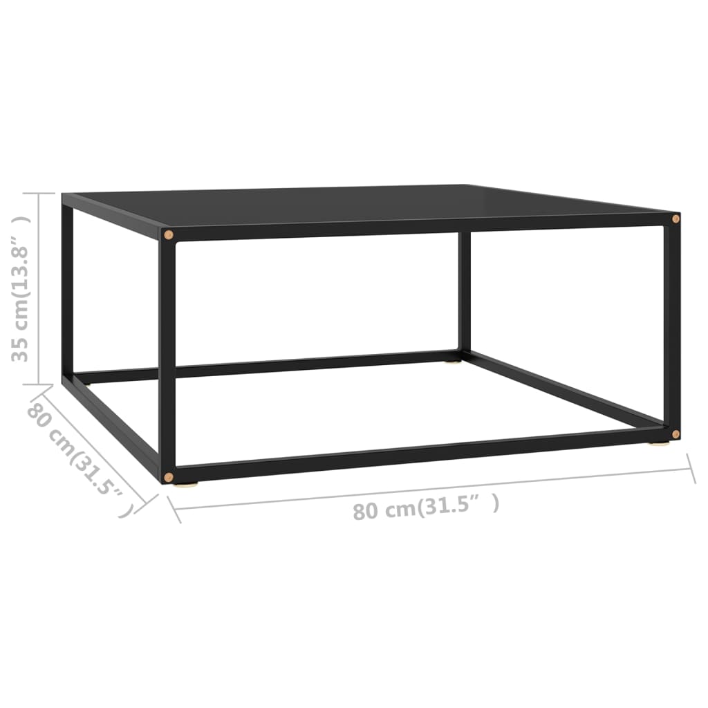Mesa de centro 80x80x35 cm vidro preto