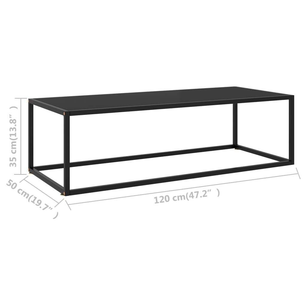 Mesa de centro 120x50x35 cm vidro preto
